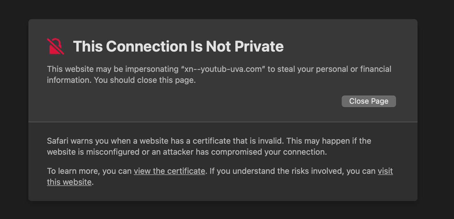 Imposter domains holding expired certificates