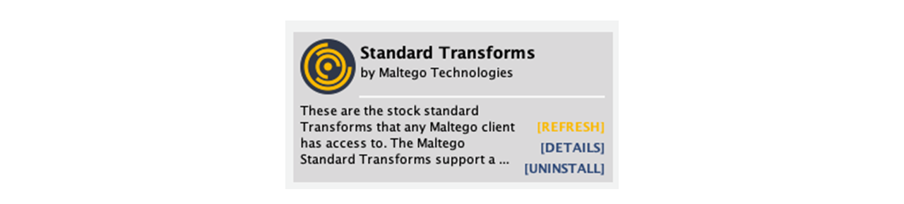 Refresh Maltego Standard Transforms Hub item