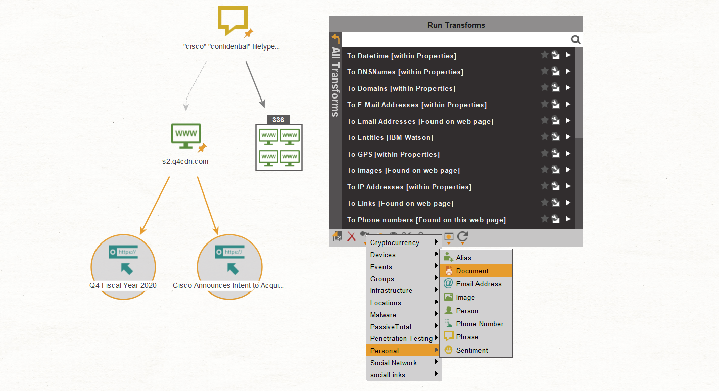 Changing Entity Types in Maltego