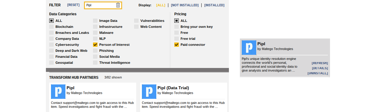 Install Pipl Transform Hub item