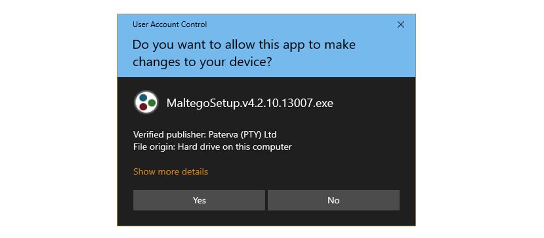 User Account Control Maltego