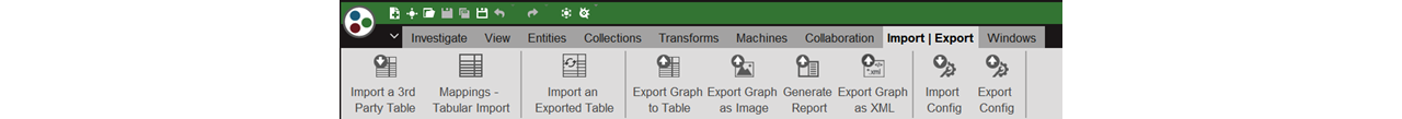 The Import and Export tab in Maltego Desktop Client