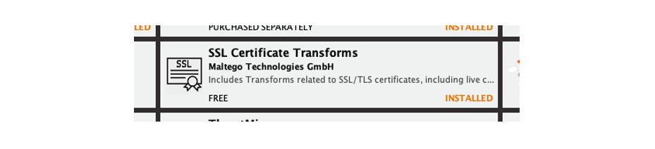 SSL Certificate Transforms Hub Item