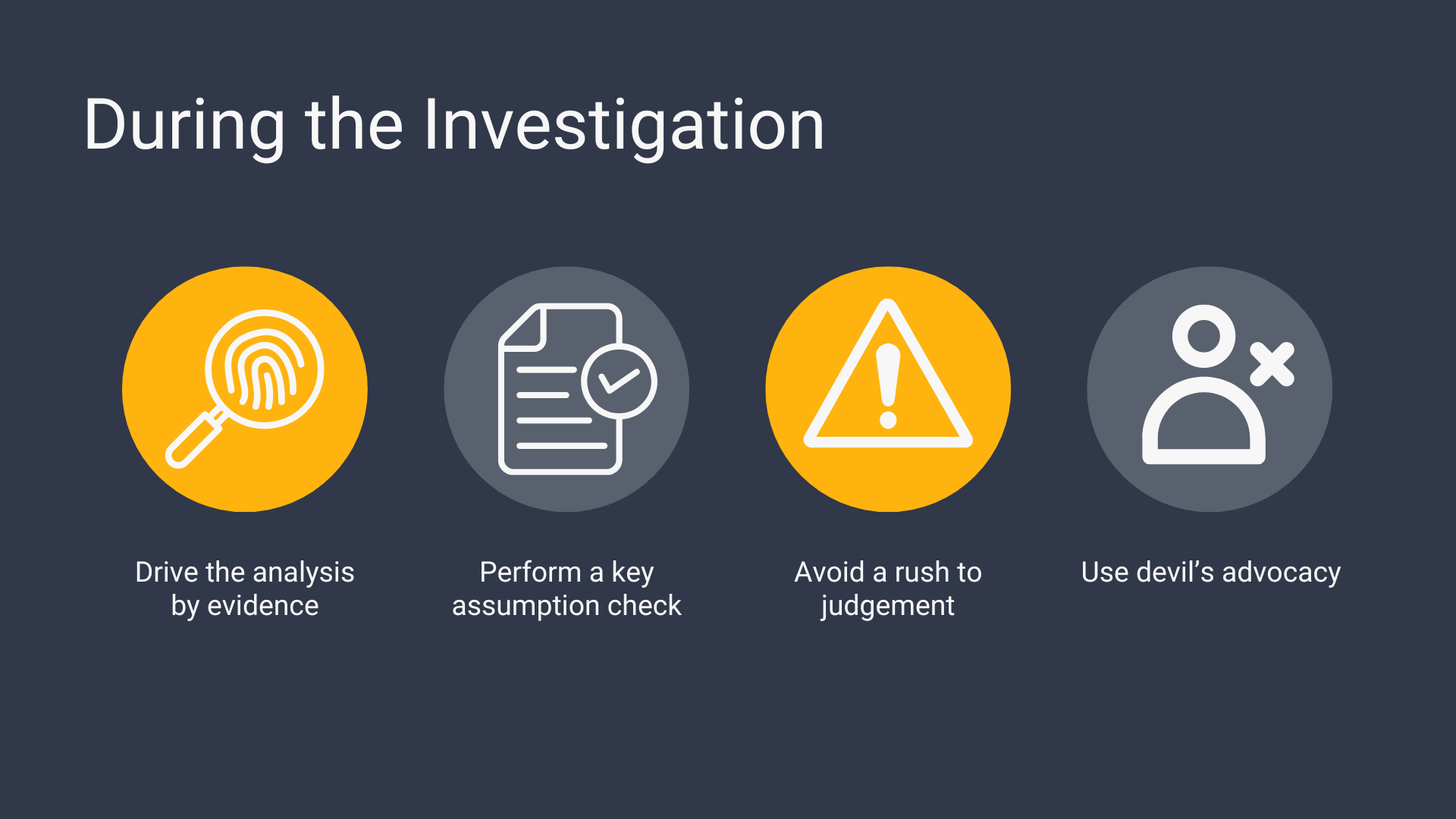 Four principles to keep in mind to guide your investigations