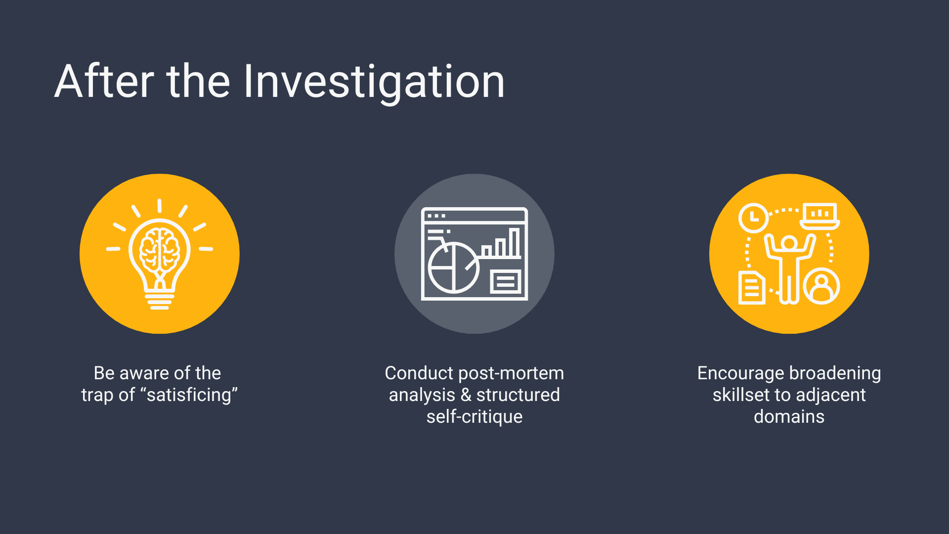 Three actions to take after the investigation